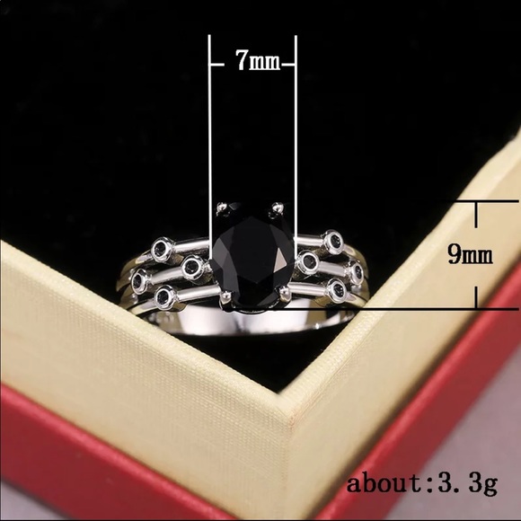 New Unisex 925 Silver Sapphire Stackable Ring - Picture 6 of 7